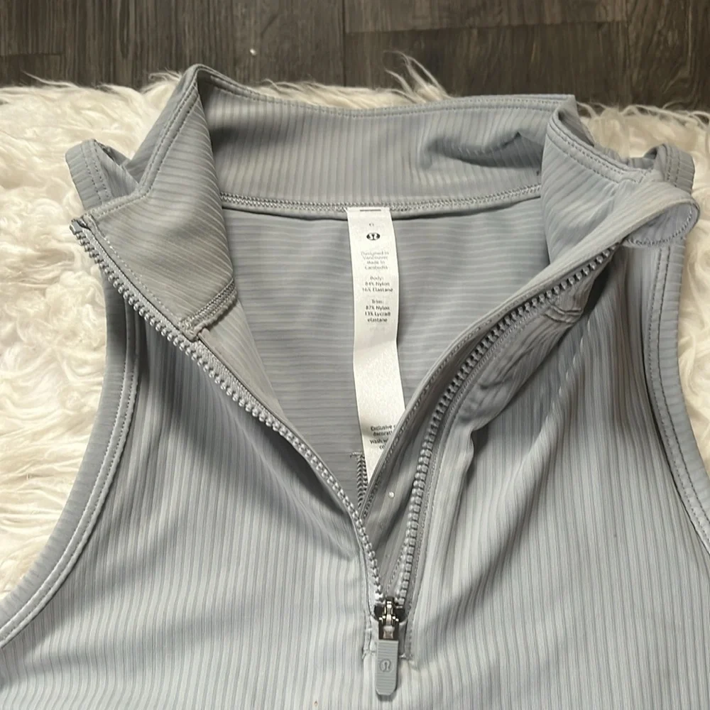 Lululemon Rib Zip-Front Cropped Run Tank Top - Picture 4 of 5